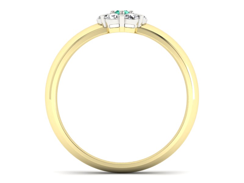 Złoty pierścionek ze szmaragdem i diamentami - 20033zbszm — zdjęcie 2