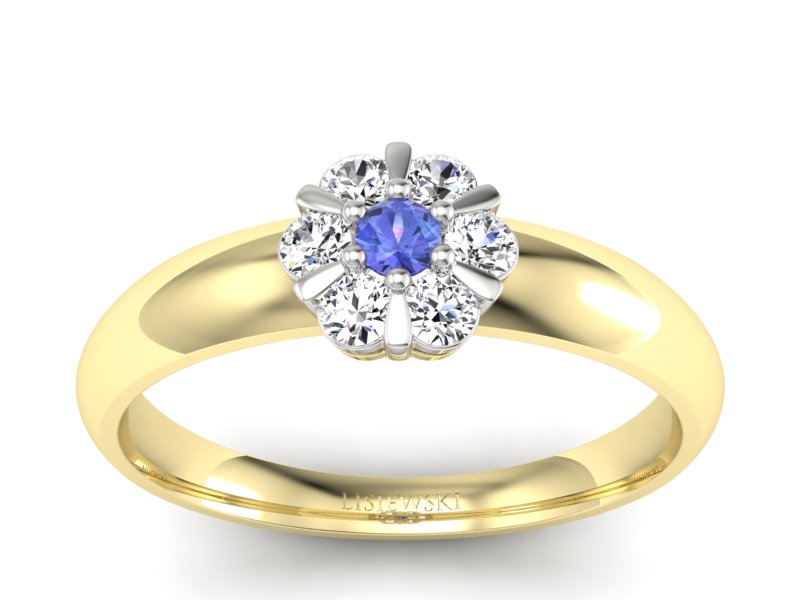 Złoty pierścionek z tanzanitem i brylantami - 20033zbt