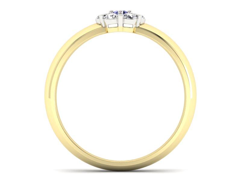 Złoty pierścionek z tanzanitem i brylantami - 20033zbt — zdjęcie 2