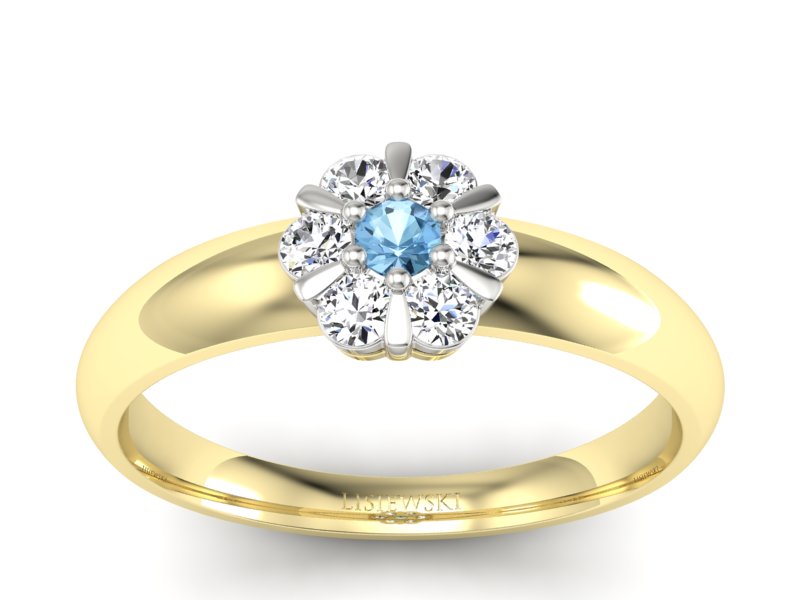 Złoty pierścionek z topazem i brylantami - 20033zbtp