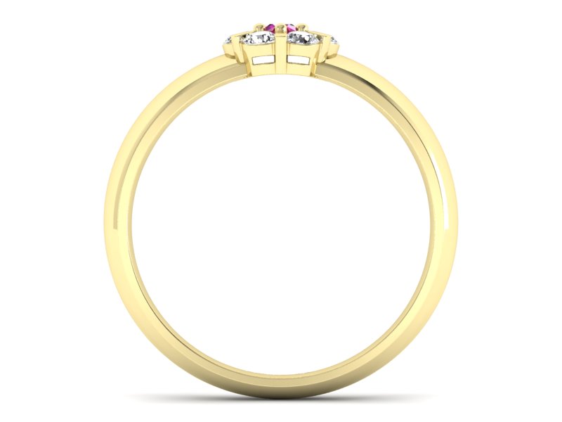 Złoty pierścionek z rubinem i brylantami - 20033zr1 — zdjęcie 2