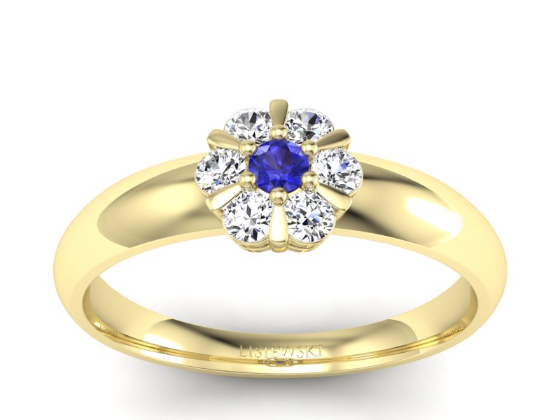 Złoty pierścionek z szafirem i brylantami - 20033zsz2