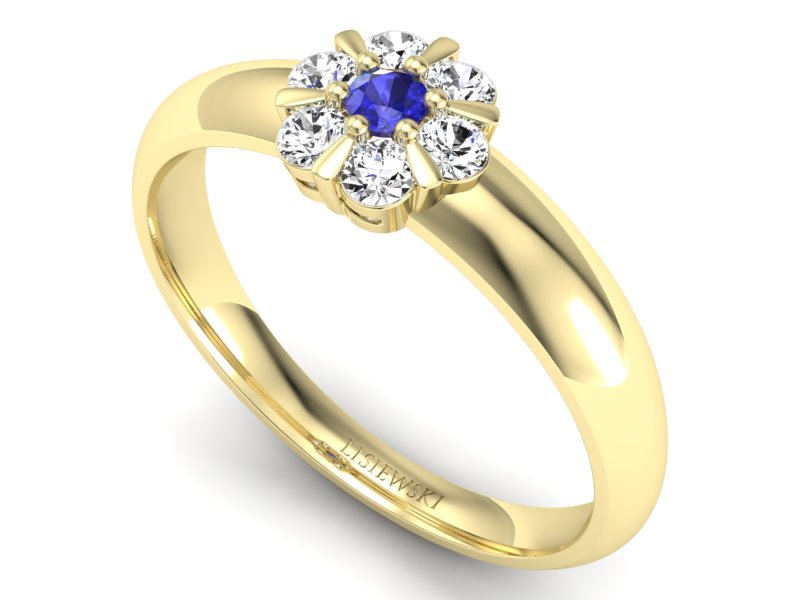 Złoty pierścionek z szafirem i brylantami - 20033zsz2 — zdjęcie 3