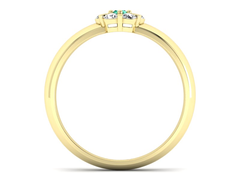 Złoty pierścionek ze szmaragdem i brylantami - 20033zszm — zdjęcie 2