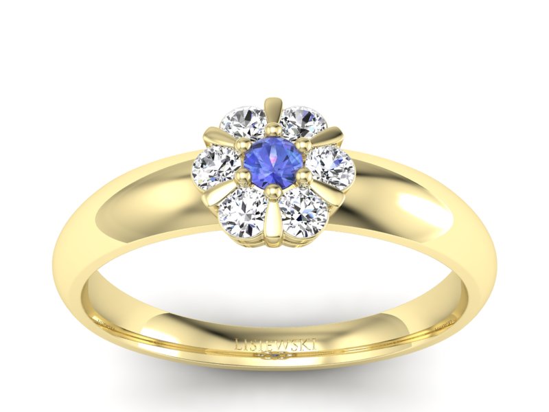 Złoty pierścionek z tanzanitem i brylantami - 20033zt