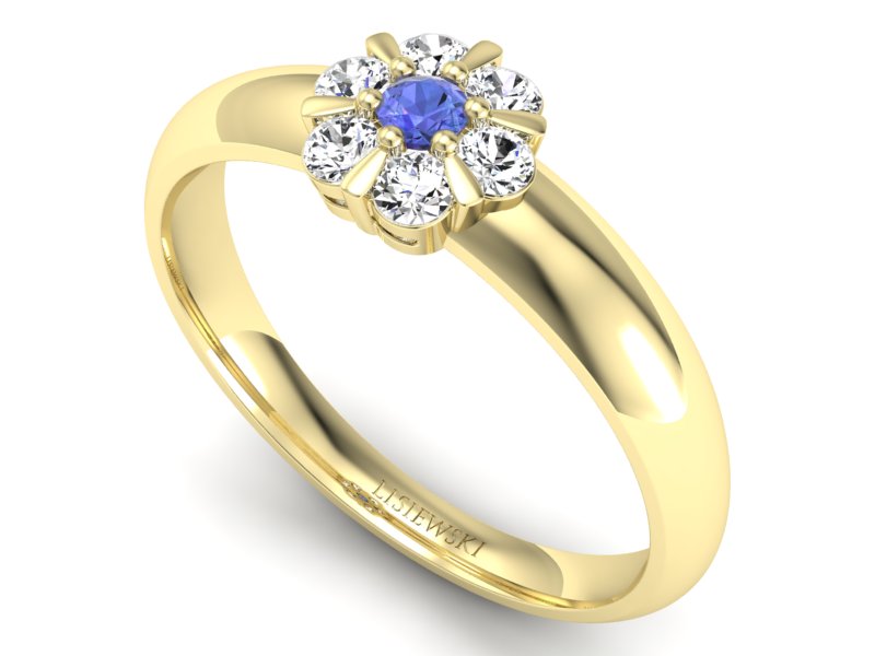 Złoty pierścionek z tanzanitem i brylantami - 20033zt — zdjęcie 3