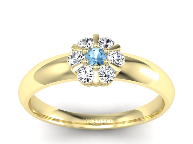 Złoty pierścionek z topazem i brylantami - 20033ztp