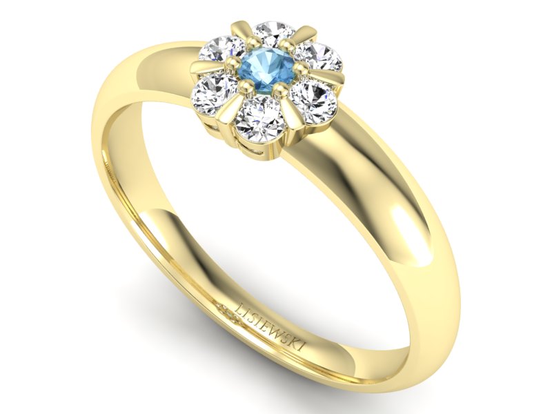 Złoty pierścionek z topazem i brylantami - 20033ztp — zdjęcie 3