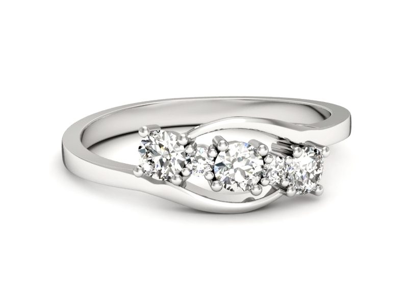 Złoty pierścionek z brylantami białe złoto - 20034b — zdjęcie 2