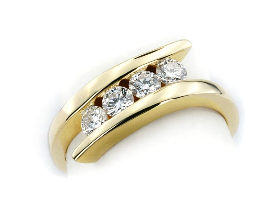 Pierścionek z brylantami żółte złoto - 20037br_VS_H — zdjęcie 3