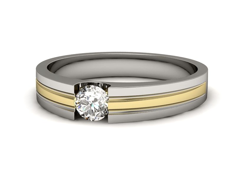 Złoty pierścionek zaręczynowy z brylantem - 20039bz — zdjęcie 2