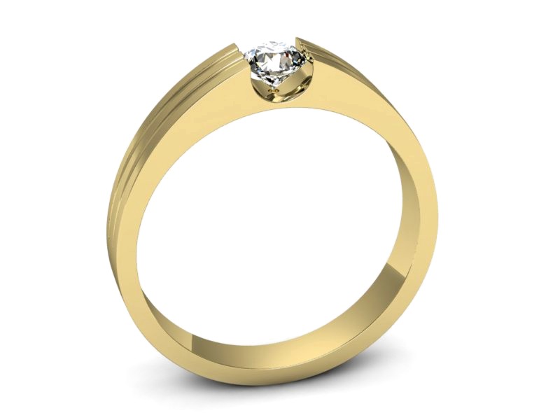 Złoty pierścionek z brylantem żółte złoto - 20039z — zdjęcie 3