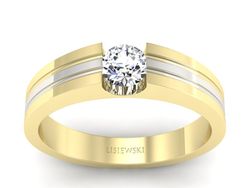 Pierścionek z diamentem żółte i białe złoto - 20039zb