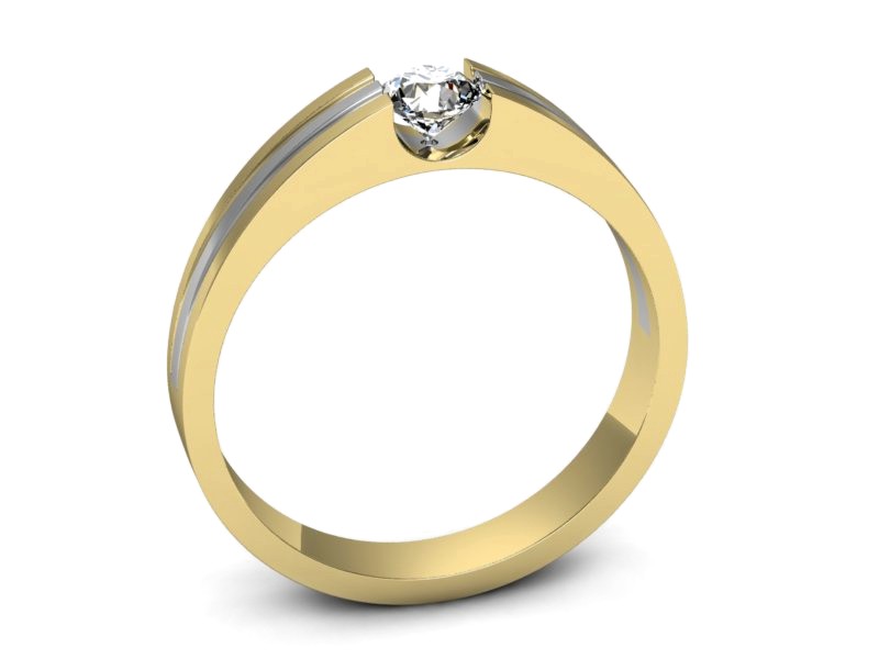 Pierścionek z diamentem żółte i białe złoto - 20039zb — zdjęcie 3