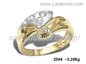 Złoty Pierścionek z cyrkoniami żółte złoto próby 585 - 2004 - 1