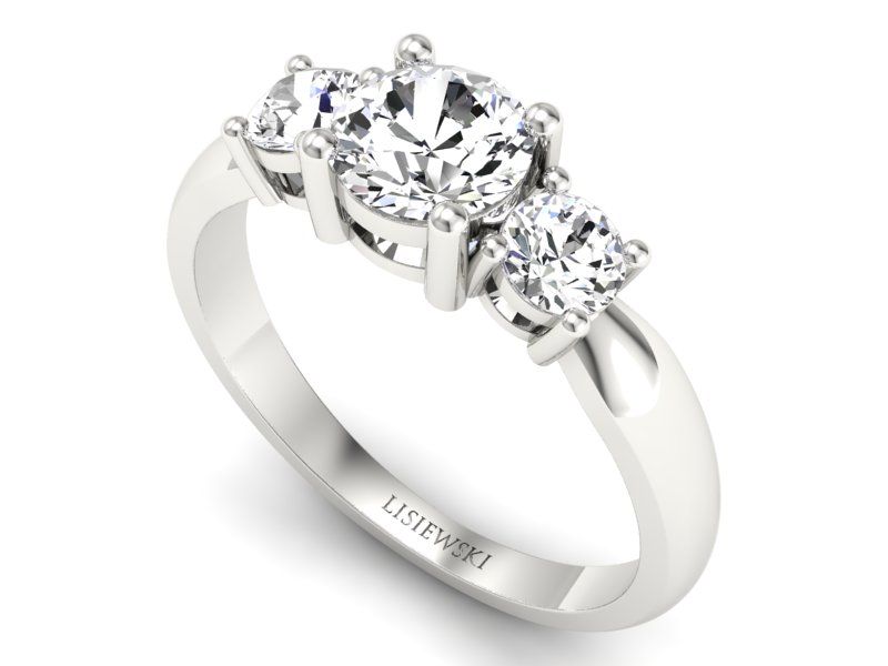 Złoty pierścionek z brylantami białe złoto - 20043b — zdjęcie 3