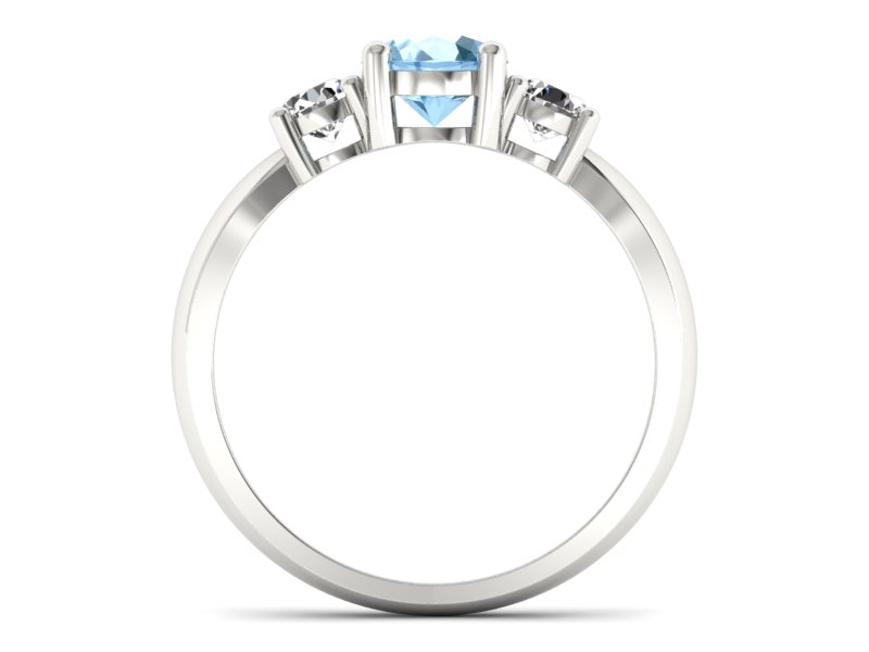 Pierścionek z topazem i brylantami białe złoto - 20043ba — zdjęcie 2