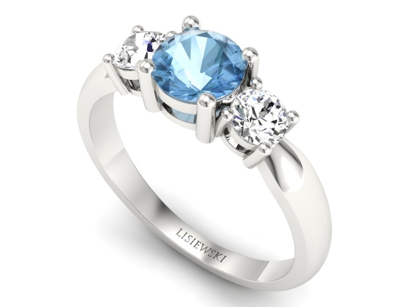 Pierścionek z topazem i brylantami białe złoto - 20043ba — zdjęcie 3