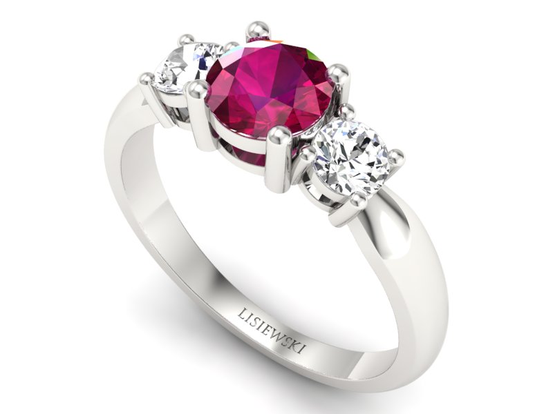 Pierścionek z rubinem białe złoto i brylantami - 20043br — zdjęcie 3