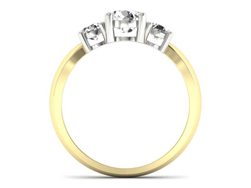 Pierścionek z brylantem białe i żółte złoto - 20043br_SI_P_H — zdjęcie 2