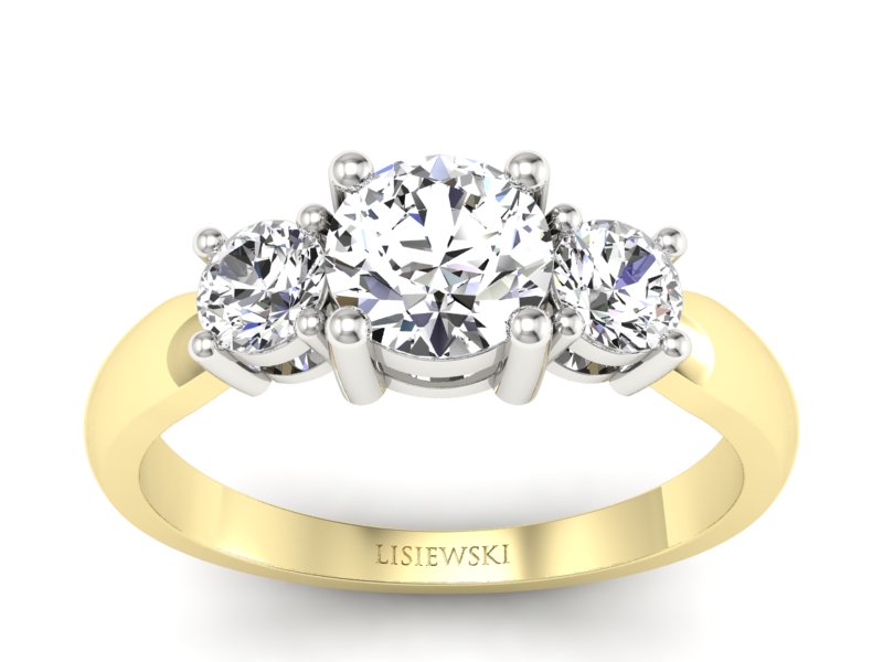 Pierścionek z brylantami białe i żółte złoto - 20043br_VS_H