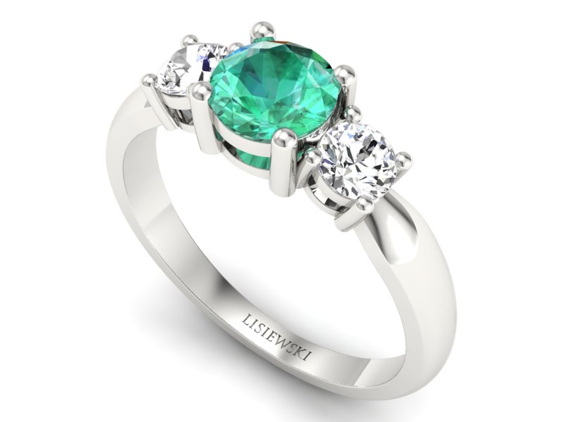 Pierścionek ze szmaragdem i brylantami - 20043bsm — zdjęcie 3