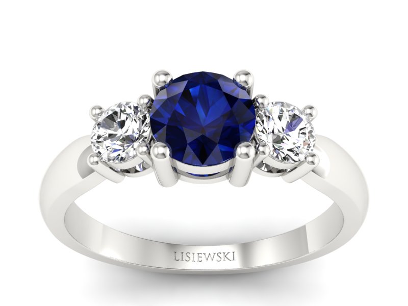Pierścionek z szafirem i brylantami białe złoto - 20043bsz