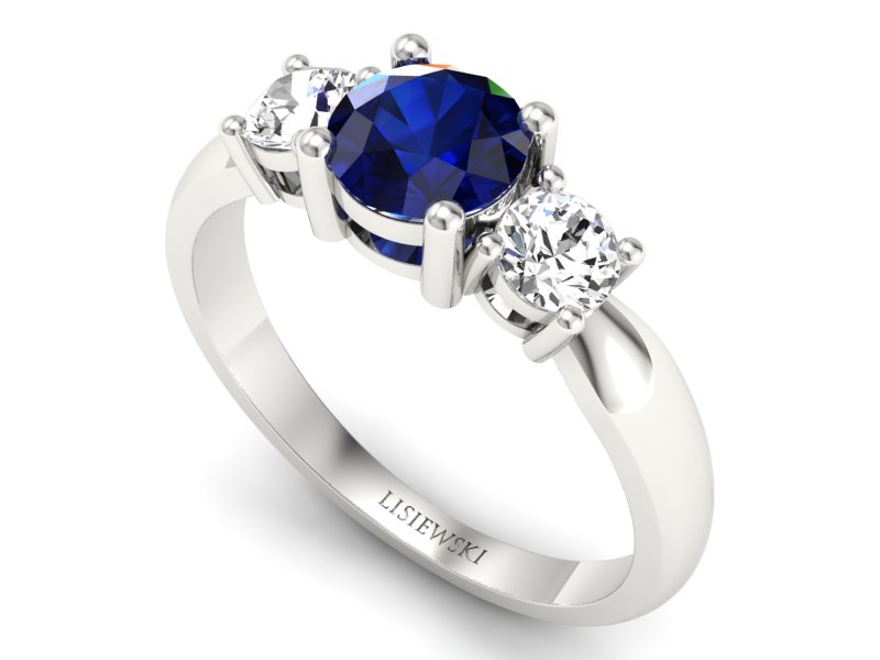Pierścionek z szafirem i brylantami białe złoto - 20043bsz — zdjęcie 3