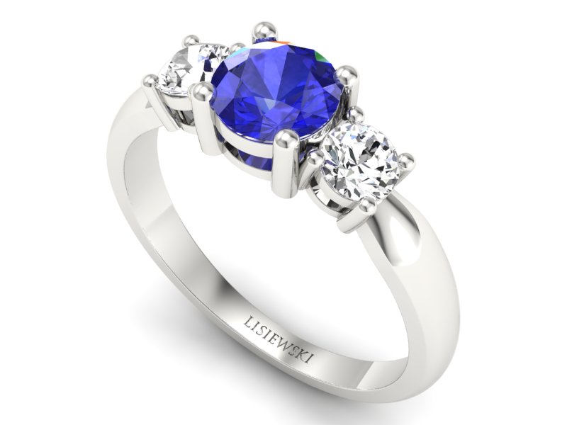 Pierścionek z szafirem i brylantami białe złoto - 20043bszc — zdjęcie 3