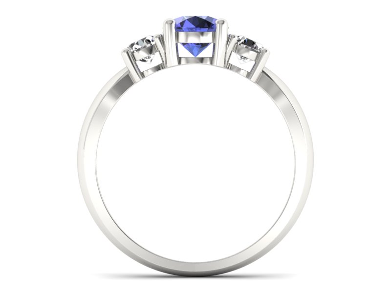 Pierścionek z tanzanitem i brylantami białe złoto - 20043bt — zdjęcie 2