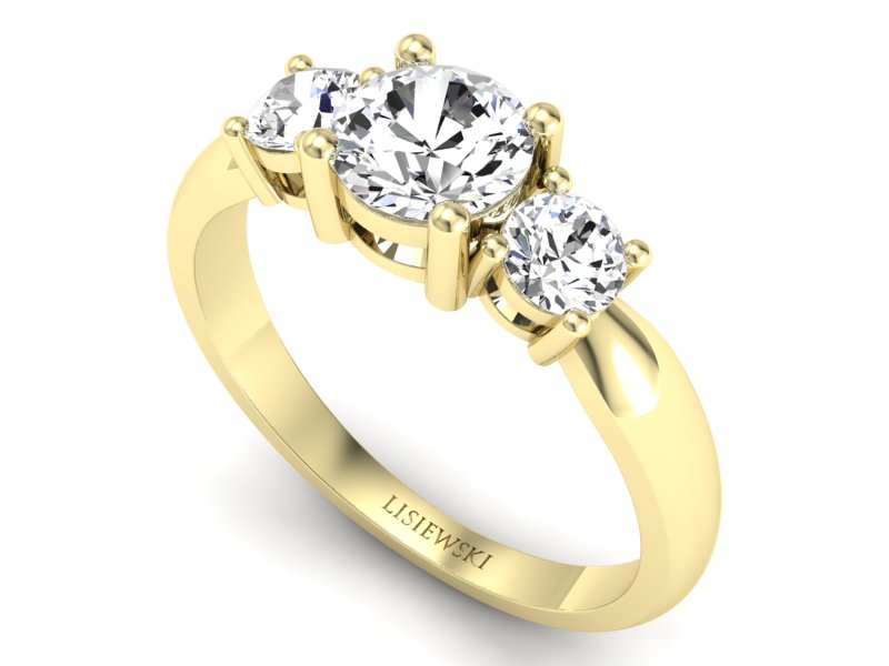 Złoty pierścionek z diamentami żółte złoto - 20043z — zdjęcie 3