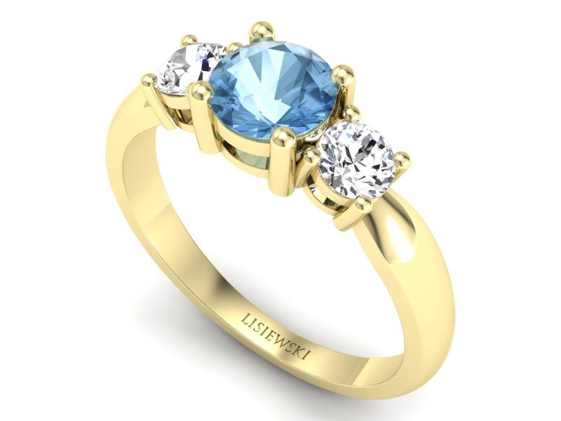 Złoty pierścionek z topazem i brylantami - 20043za — zdjęcie 3