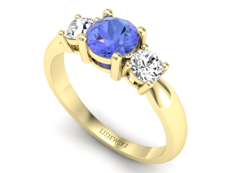 Złoty pierścionek z ametystem i brylantami - 20043zat — zdjęcie 3