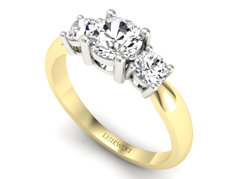 Pierścionek z brylantami żółte i białe złoto - 20043zb — zdjęcie 3