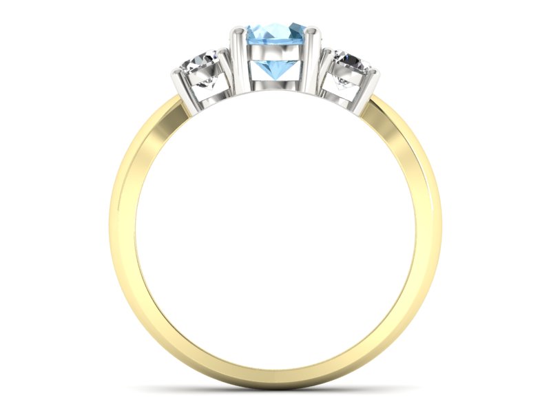 Pierścionek z topazem i brylantami - 20043zba — zdjęcie 2
