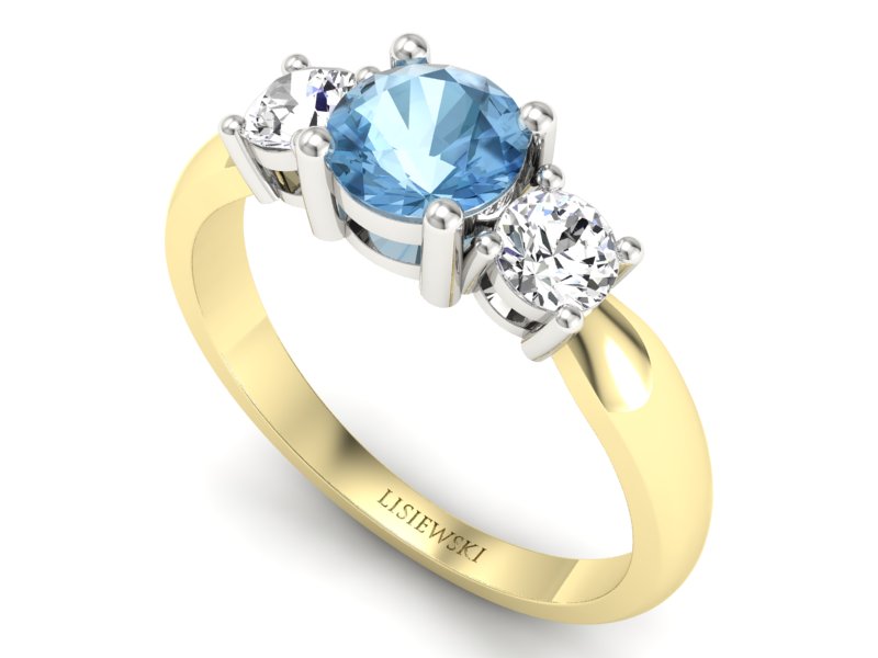 Pierścionek z topazem i brylantami - 20043zba — zdjęcie 3