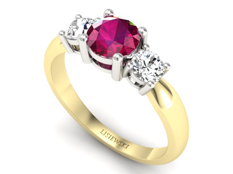 Pierścionek z rubinem i brylantami - 20043zbr — zdjęcie 3