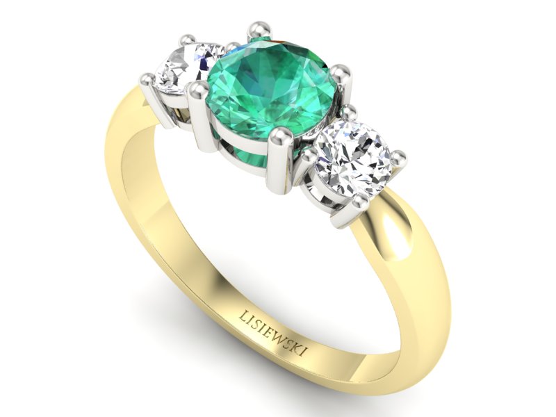 Pierścionek ze szmaragdem i brylantami - 20043zbsm — zdjęcie 3