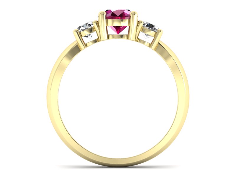 Złoty pierścionek z rubinem i brylantami - 20043zr — zdjęcie 2