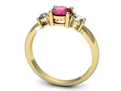 Złoty pierścionek z rubinem i brylantami złoto 585 - 20043zr - 3