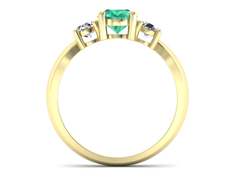 Pierścionek ze szmaragdem i brylantami - 20043zsm — zdjęcie 2