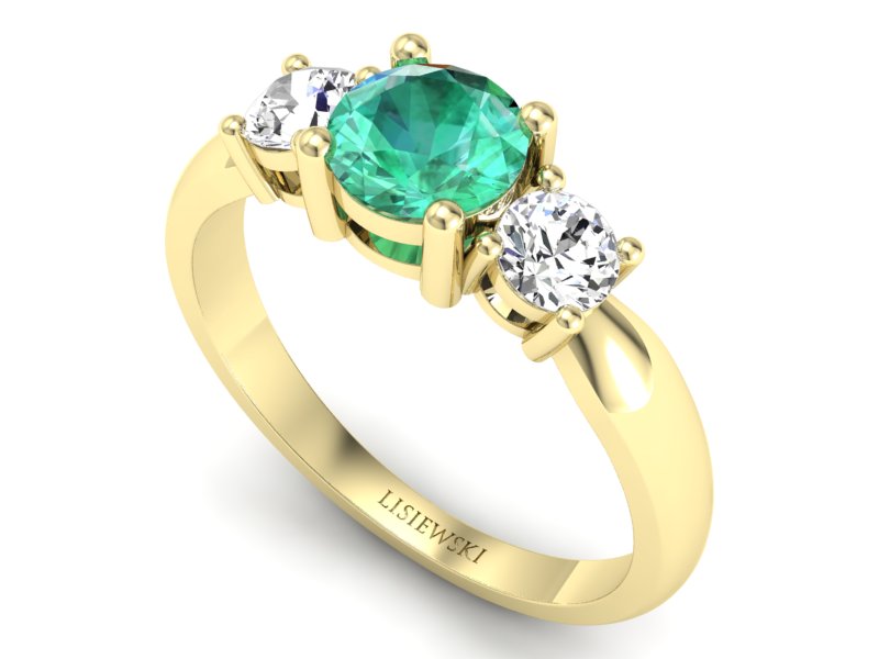 Pierścionek ze szmaragdem i brylantami - 20043zsm — zdjęcie 3
