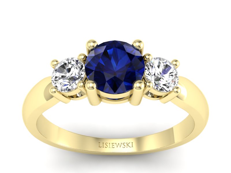 Złoty pierścionek z szafirem i brylantami - 20043zsz