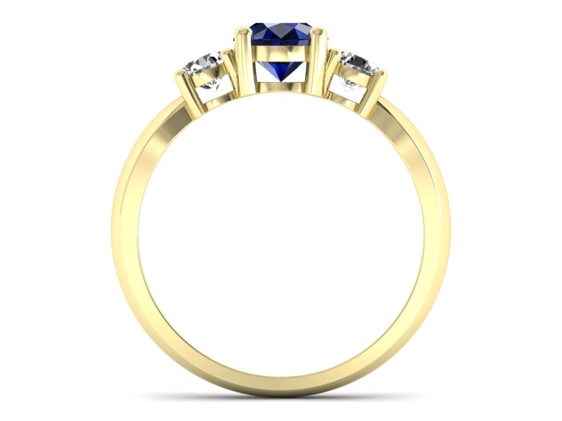 Złoty pierścionek z szafirem i brylantami - 20043zsz — zdjęcie 2