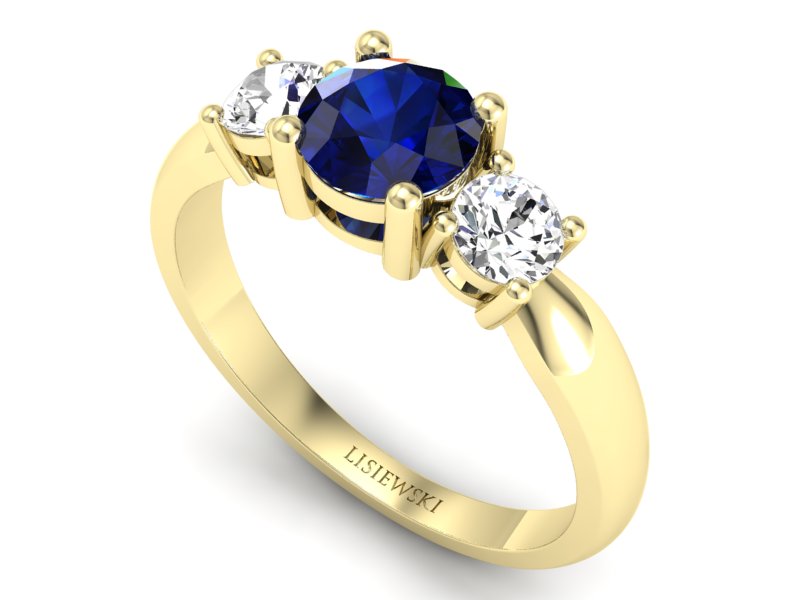 Złoty pierścionek z szafirem i brylantami - 20043zsz — zdjęcie 3