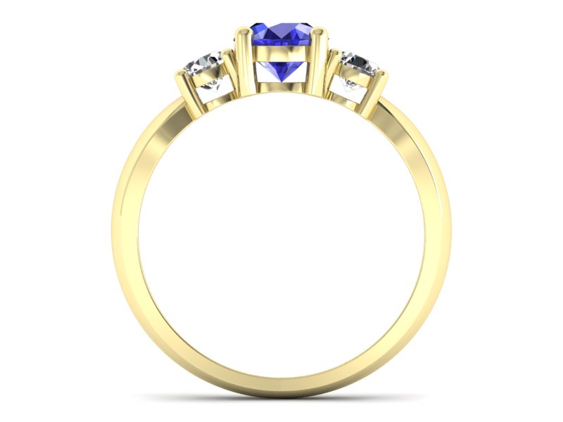 Złoty pierścionek z szafirem i brylantami - 20043zszc — zdjęcie 2