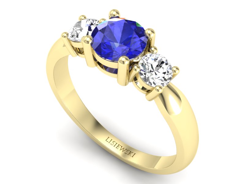 Złoty pierścionek z szafirem i brylantami - 20043zszc — zdjęcie 3