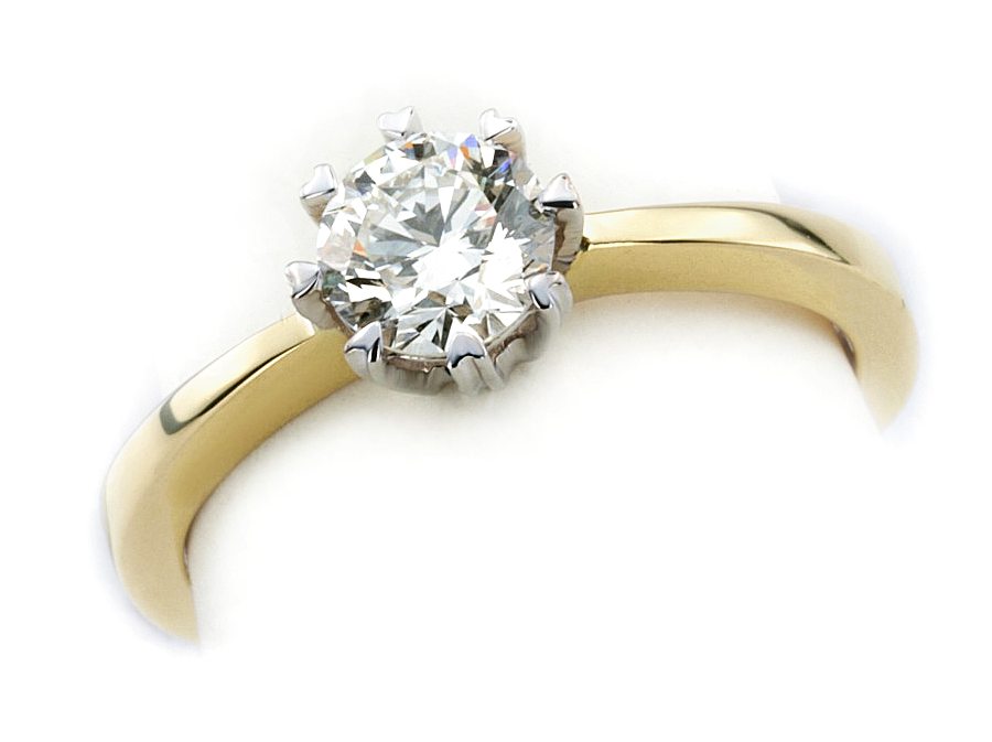 Pierścionek z brylantem białe i żółte złoto - 20044br_Si_H — zdjęcie 3