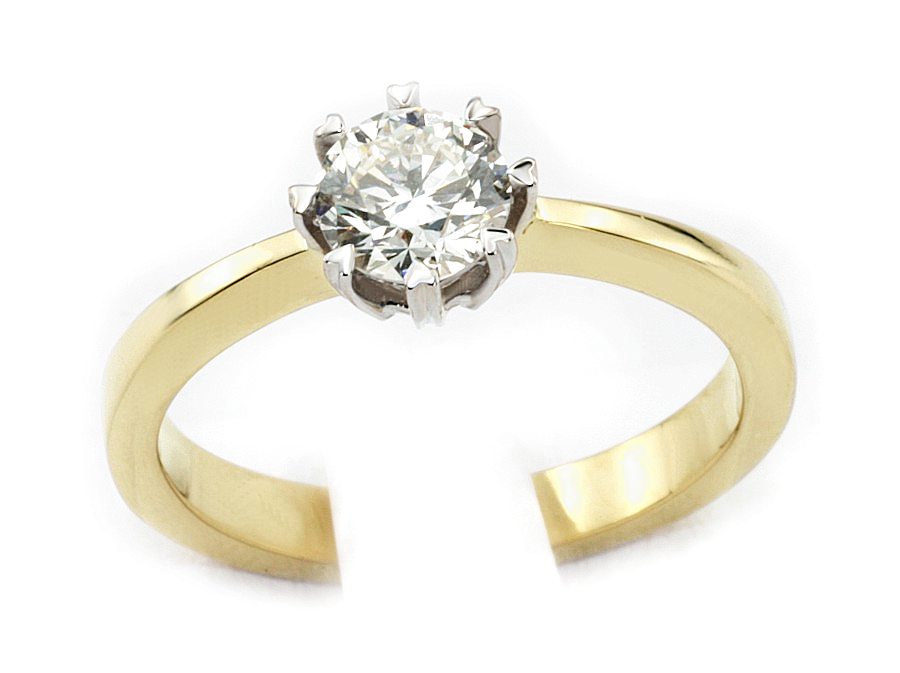 Pierścionek z brylantem białe i żółte złoto - 20044br_VS_G