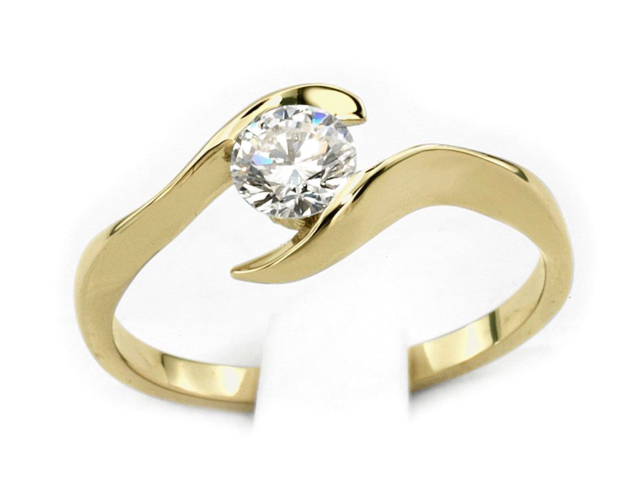 Złoty pierścionek z brylantem żółte złoto - 20045br_VS_H